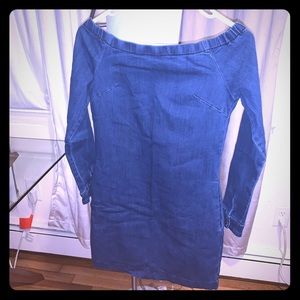 Jean off the shoulder mini dress